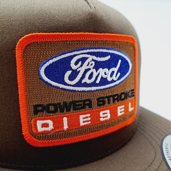 Ford Diesel Embroidered Patch Flat Bill Mesh Trucker Snapback cap hat - Picture 2 of 5